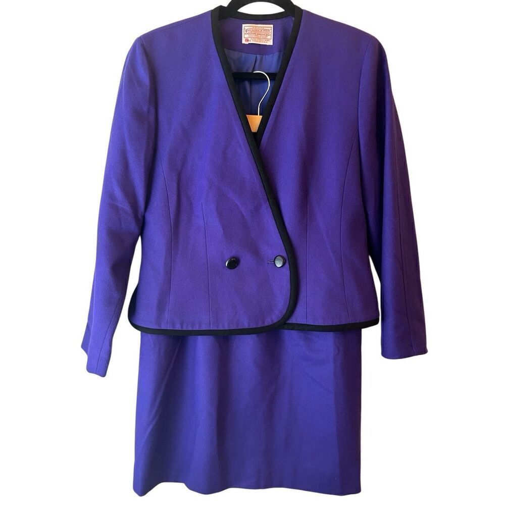 Vintage 70's Pendleton Skirt & Jacket Suit set Purple sz 10 Petite Virgin Wool f